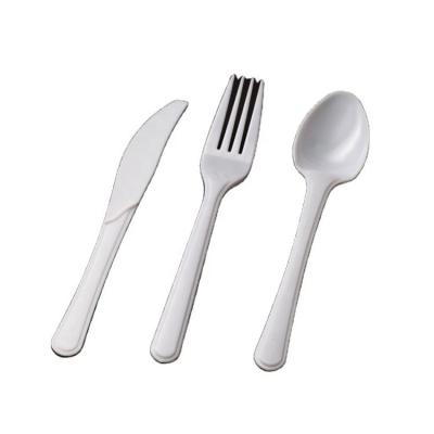 China Wholesale Custom Biodegradable Disposable Party Restaurant Picnic LOGO 100% Kitchen Spoon Knife Set Fork Plastic Cutlery for sale