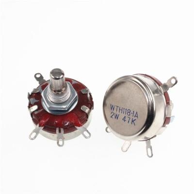 China 47K WTH118 1A (2W) Carbon Taper Rotary Potentiometer WTH118-1A-47K for sale