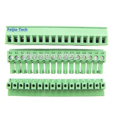 China 3.5/3.81mm Pitch 300V 8A PCB Screw Terminal Block Terminal Block 15EDG-3.5/3.81-16P Pluggable 16 Pins for sale