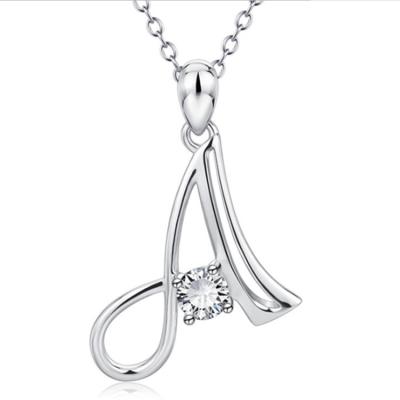 China CLASSIC Hot-sale Plated Silver 26 English Letters Necklace Fashion Zircon Inlaid Diamond Pendant Popular Ladies Jewelry for sale