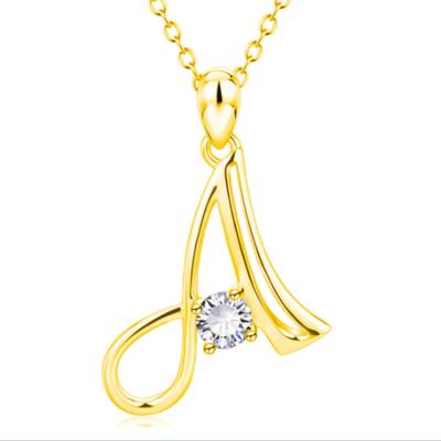 China Fashion 26 CLASSIC Letter Necklace Alloy Diamond Zircon Letter Pendant Electroplating English Lady Necklace Jewelry for sale