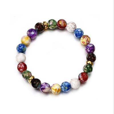 China CLASSIC Hot Selling Amazon Natural Volcanic Stone Bracelet Energy Stone Colorful Agate Beaded Bracelet Men's Retro Charm Bracelet for sale