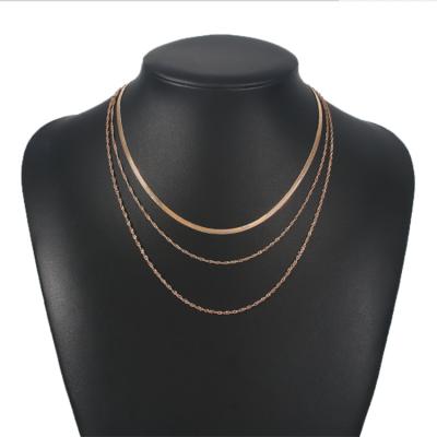 China Customized alloy necklace by Amazon chain necklace simple and exquisite geometric multilayer CLASSIC ladies clavicle hot sale for sale