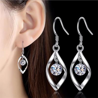 China CLASSIC fashionable and simple silver zircon earrings rotating temperament tassel ear hook personality ladies ear jewelry for sale