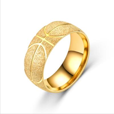 China European and American men's new CLASSIC titanium steel ring basketball sports ring frosted stainless steel alloy ring for sale