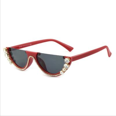 China New Trendy Fashion Sun Glasses Fashion Diamond-studded Sunglasses With Half Frame Sunglasses Ladies Cat Eye Sunglasses for sale