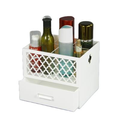 China Factory New Home Style Yageli White Custom Acrylic Makeup Display Organizer On Table for sale