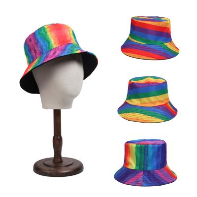 China Character FayeIn Rainbow Hat Breathable Unisex Plaid Framed Summer Hat Outdoor Fishing Hunting Colorful Bucket Hat for sale