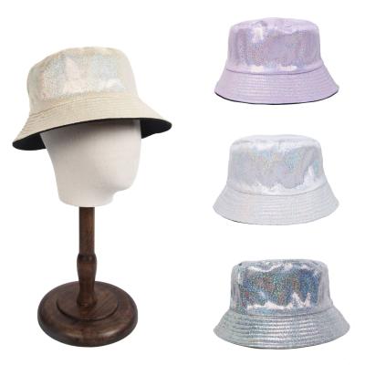 China FayeIn Character Fashion Unisex Hologram Bucket Hat Bling Fisherman Cap Travel Reversible Hip Hop Waterproof Sun Hat For Men for sale