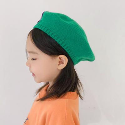 China Fashion baby knitted beret hat new modern style girls winter children's hat Korean character ZG beret hats for sale