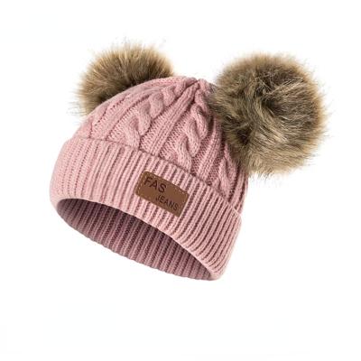 China ZG Character Beanies Baby Hat Pompom Winter Kids Knitted Cute Hat For Girls Boys Solid Color Casual Hat Baby Beanies for sale