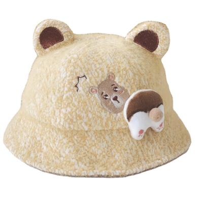 China Hot Cartoon Character ZG Baby Fisherman Hat Winter Plush Hat Basin Hat Cute Cold-proof Bucket Hat For Children 1-4Years for sale