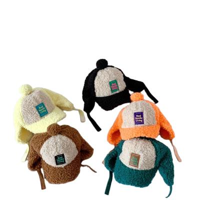 China Lei Feng Hat Lambswool Color Stitching New Design Winter COMMON Children's Thickened Hat Fur Labeling Ball Boys And Girls Baseball Hats for sale