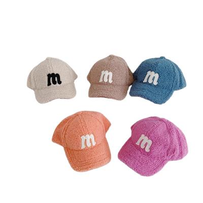 China Factory Direct Letters Simple Children's Warm Baseball Hat COMMON Korean Style Plush Hat Winter Preppy Baby Hat New In Stock for sale