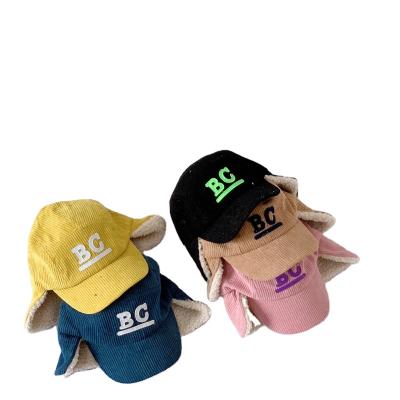 China JOINT New Design Children's Hat Fashion Corduroy Baseball Hats Embroidery Winter Boy Sports Warm Hat In Stock for sale