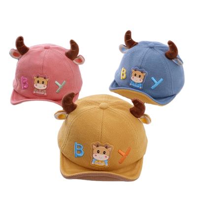 China New Character Children's Sports Cute Embroidery Hat Cartoon Cow Peaked Casual Baseball Hat for sale