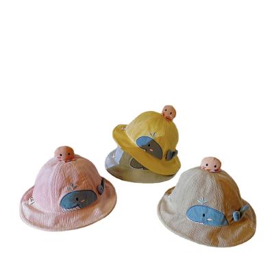 China Korean Cute Three-Dimensional Infant Bucket Hat Winter Whale Character Super Cute Children's Fisherman Hat Autumn Keep Warm Baby Hat for sale