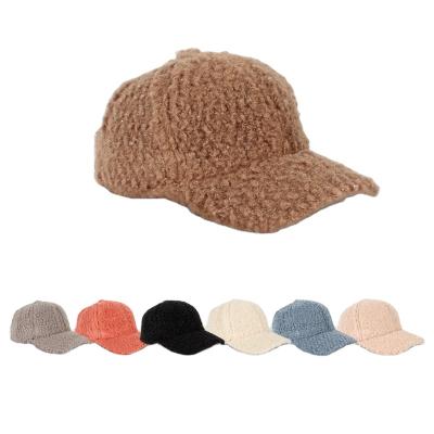 China New Style Teddy Plush Baseball Cap For Lady Outdoor Winter Warm COMMON Plain Color ZG Thick Peaked Hat For Women Fashion Sports Hats for sale