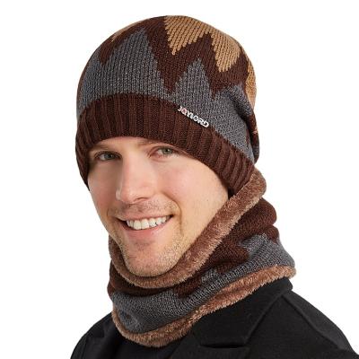 China ZG COMMON Men's Hats Outdoor Men's Winter Hats Flame Knitted Warm Cycling Windproof Wool All-match Cap Hats Scarf Sets for sale