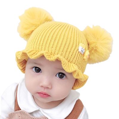 China Character ZG Winter Baby Hat Newborn Pop-Up Memory Knitted Children Cover Up Hats With Pom Factory Wholesale Boys And Girls Beanie Hats 6Months-1Years for sale