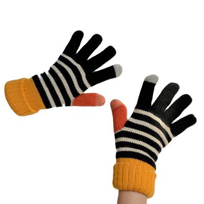 China Simple ZG Winter Gloves Ins Knitting Cute Fleece Lined Warm Girl's Gloves Fashion Finger Touch Screen Woman Riding Cold Proof Gloves for sale