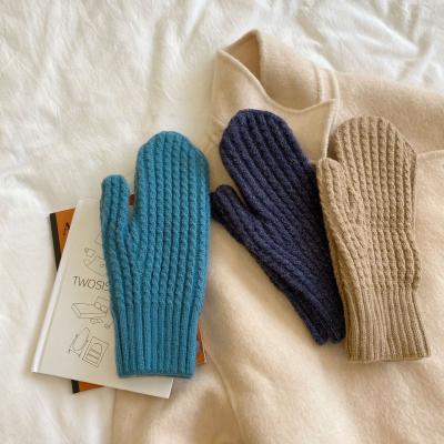 China Plain ZG 2021 Winter Korean Chic Gloves for Women's Central Institute of Statistics Warm Gloves Fashion Knitted Soft Elegant Lady Gloves Full Finger Mittens for sale