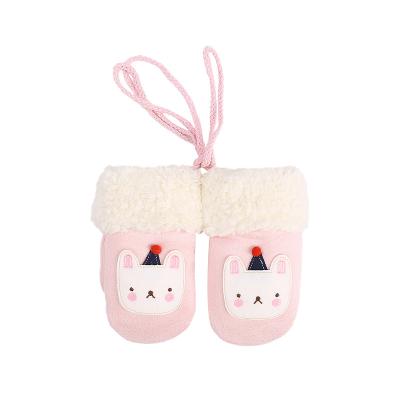 China Cute Christmas Kid's Simple Winter Baby ZG Cartoon Mittens Halter Finger Full Plus Velvet Thickened Warm Children's Gloves for sale