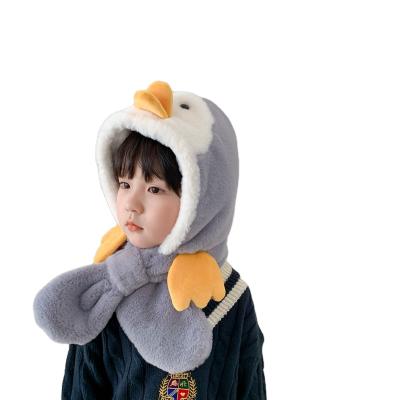 China Medium High Quality Hat Scarf Integrated Children's Baby Winter Cute Plush Hood Boys And Girls Warm Scarf Super Cute Hat for sale