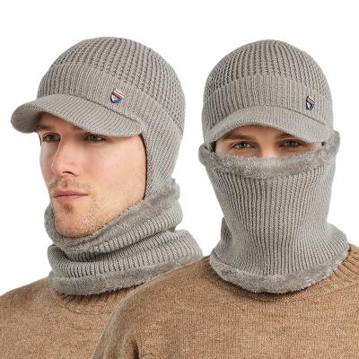 China Winter Short Men's ZG Hearing Protection Hats Outdoor Scarf Sets Fashion Cold-proof Warm Knitted Hat Mens Sports Hats for sale