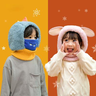 China ZG Character Children's Winter Berber Fleece Sweater Warm Hat Cartoon Mask Unisex Hat For Baby Beanie Scarf Hat For Kids High Quality for sale