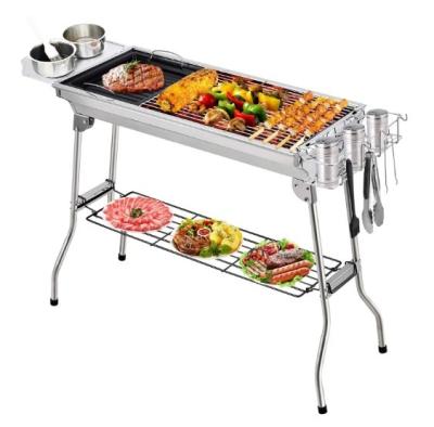 China Adjustable Height TV Shopping Seen OEM Home Use Equipment BBQ Grill Folding Stainless Steel Grill Charcoal Stove Grill for sale