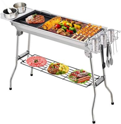 China New Design Adjustable Height Outdoor BBQ Portable Charcoal Grill Stand Up Stainless Steel Camping Summer Use for sale