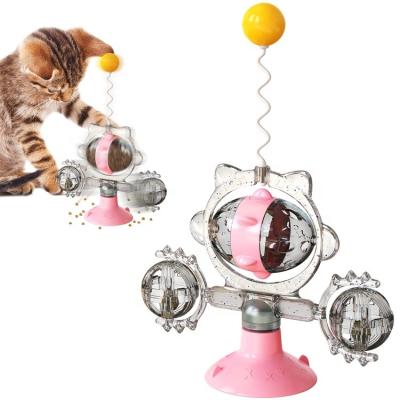 China Viable Interactive Cat Toy Slow Feeder Ball Tumbler Cat Turntable Toy Motion Cat for sale