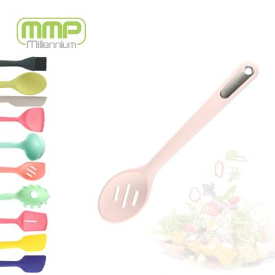 China Cooking slotted flex core cleaning silicone spoon mmp recommend kitchen tools and instruments accessories for sale