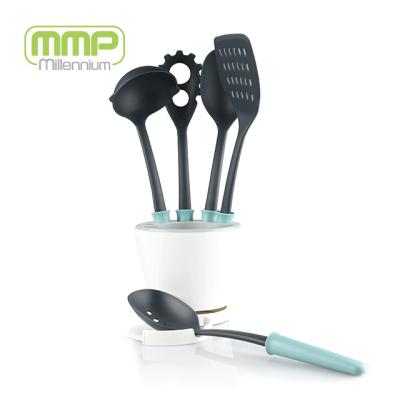 China Kitchenware Tools 7 Pieces Kitchen Nylon Utensil Set With Spoon Rest And Holder mmp Recommend Kitchen Tools And Gadgets for sale