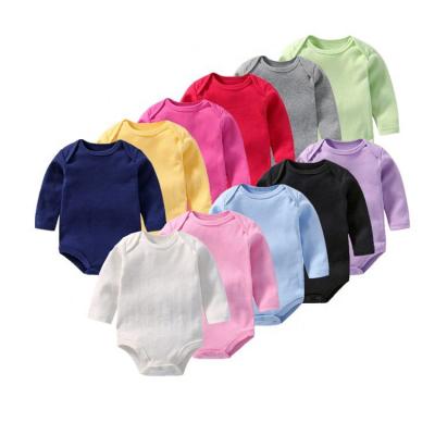 China 2021 Baby Clothes Wholesale Newborn Cotton 11colors Plain Plain White Babyrompers Short Sleeve/Long Sleeve Romper for sale