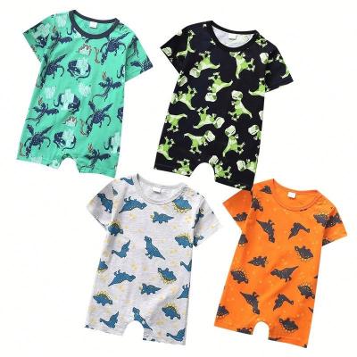 China Breathable Eco-friendly Baby Clothes Cartoon Printing Dinosaur Rompers Cheap Infant Clothing Baby Rompers for sale