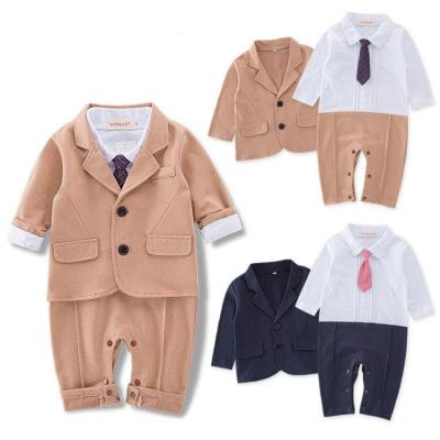 China 95% cottom newborn baby boy clothes birthday outfit 2 pcs 1st outwear + romper toddler boys clothing for sale