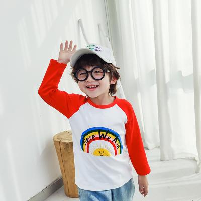 China 37 Colors Autumn Children's Anti-Shrink T-Shirt Cotton Basing Shirt Long Sleeve Shirt For Boys And Girls for sale