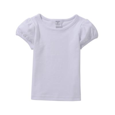 China Breathable 210 1-14 Gsm Years Mask 100% Cotton Top Ruffle Tees Toddler Tees Bubble Sleeve Girls Short Sleeve T-shirts for sale