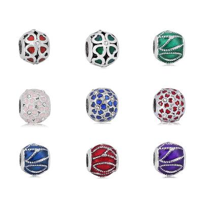 China Romantic Four Leaf Clover Flower Drop Oil Beads Charms Bracelets Diy Women Fit Original Stainless Steel Jewelry for sale