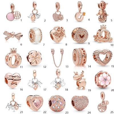 China Romantic 80 Kinds Style Rose Gold Silver Mom Love Charm Cartoon Alloy For Pandora Bracelet Beads DIY Jewelry Gift for sale