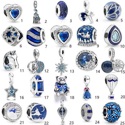 China Diy Fashion Romantic Jewelry Original Silver Glitter Fox Blue Eyed Charm For Pandora Charms Silver Beads Bracelet for sale