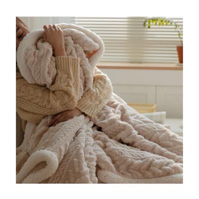 China Factory Outlets Sherpa Blanket Free Sample Double Layer Throw Flannel Sherpa Polyester Winter Anti-Static Blanket for sale