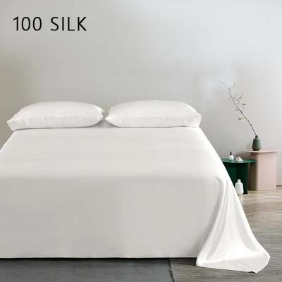 China Simply 19 Luxury Running Silk 22mm Thick Flat Sheet 100% White Color Fabric Bedding Sheet Environmental Friendly Set for sale