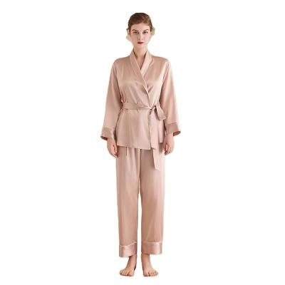 China 19momme QUICK DRY Fashion 100% Luxury Silk Kimono Homewear Long Robe Long Sleeves Nightgown Silk Pajamas for sale