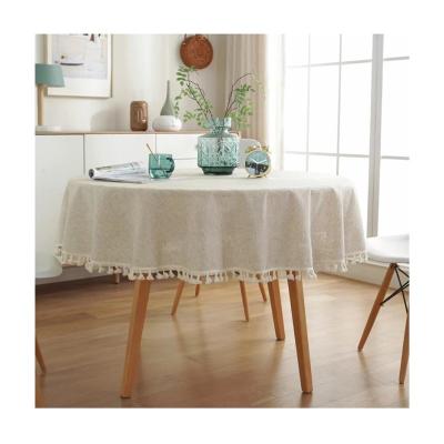 China Waterproof Free Sample 132 inch round table 100% pure linen tablecloth white water resistant tablecloth for sale