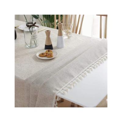 China Round Table Cloth Rectangle Tablecloth Decorative Waterproof White Gingham Linen Striped Tablecloth Free Sample Round Table for sale