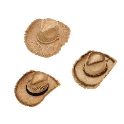 China Wide Brim.Sun-proof Men's Summer Fashion Raffia Straw Hat Foldable Sunshade Brim Multi Style Raw Cowboy Hat Custom Wholesale for sale