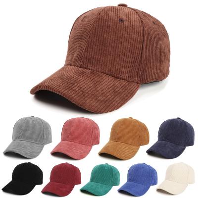 China JOINT Fashion Corduroy Baseball Cap Curved Overflow Metal Buckle Adjustment Waist 6-Panel Design Embroidered Autumn Hat Custom Logo for sale